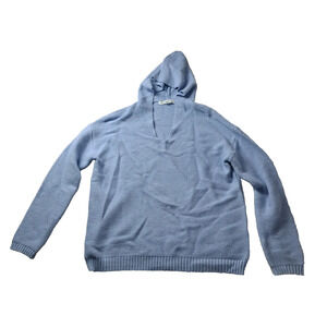 Workshop Republic Clothing Womens M Light Blue Knit Hooded Pullover Sweater